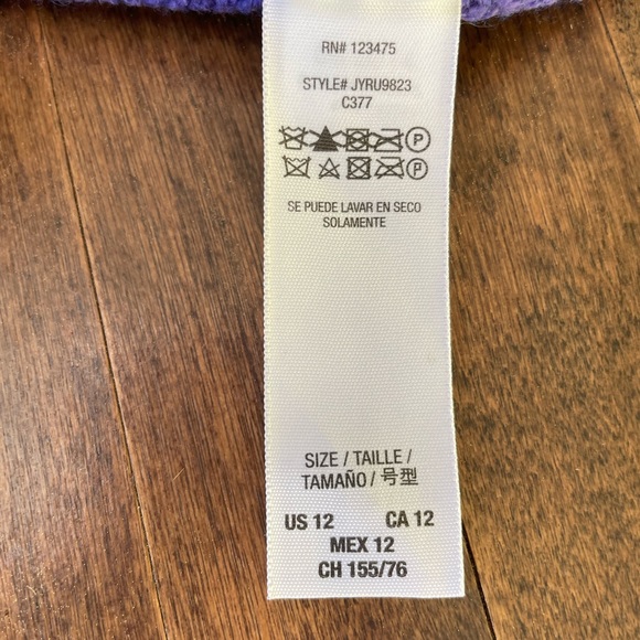 Authentic Juicy Couture Purple Cardigan Sweater- Blk Sparkle, Fluffy Trim Sz 12 - Picture 11 of 15